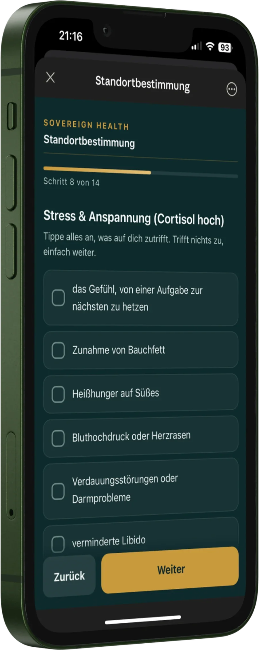Ein iPhone zeigt die Standortbestimmung von Sovereign Health, Schritt 8 von 14.
